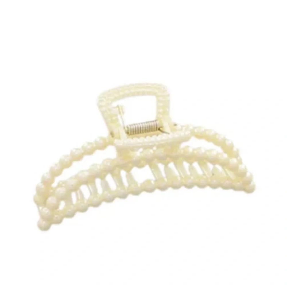 Marin  + Main New Pearl Beaded Banana Claw Hair Clip – Cream / Ivory